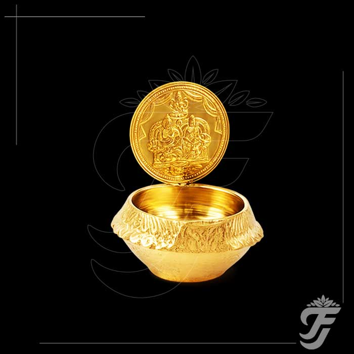 BRASS LAKSHMI KUBER LAMP-7.5"