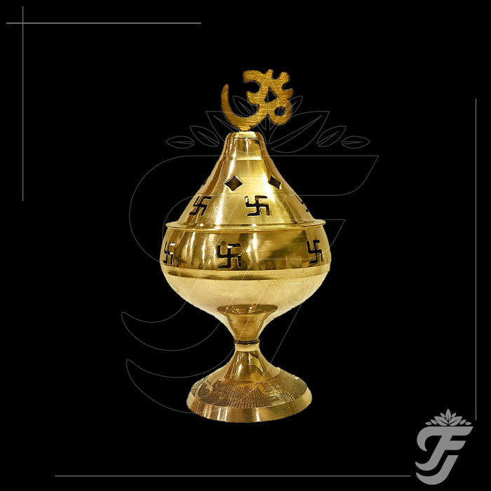 BRASS OM AND SWASTIK LAMP