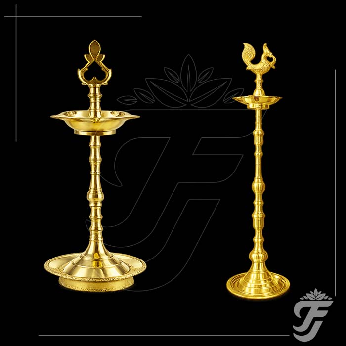 BRASS KUTHU VILAKKU DOUBLE HEAD