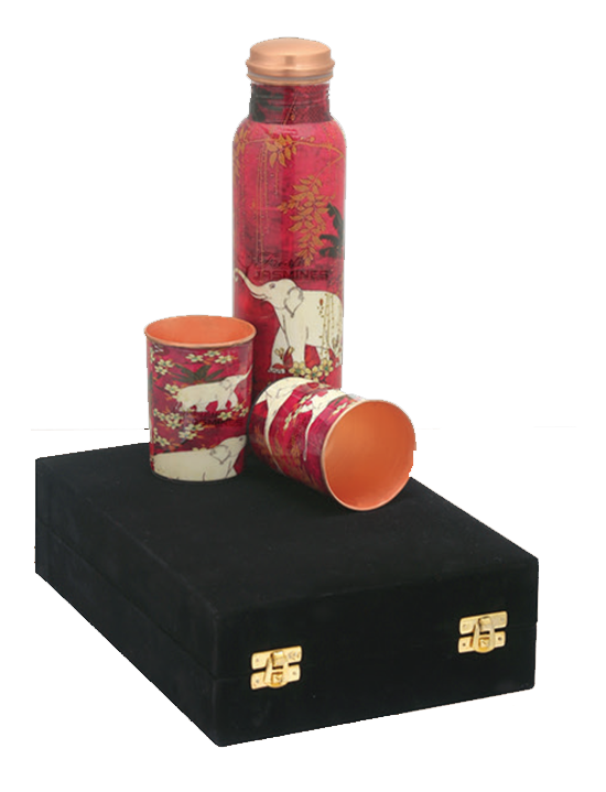 COPPER PLAIN BOTTLE WITH 2GLASS GIFT SET
