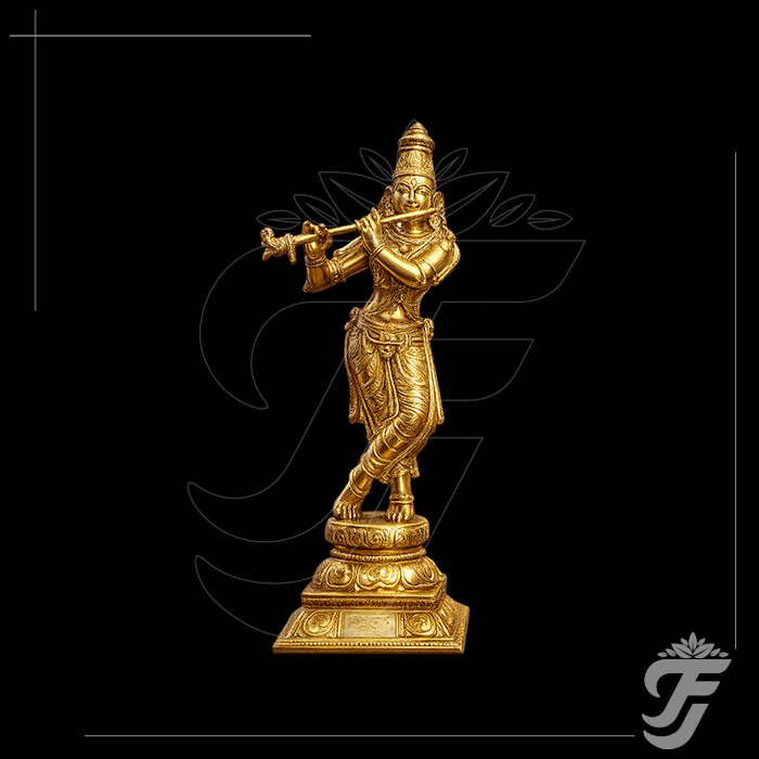 BRASS KRISHNA STATUE - 7 INCH