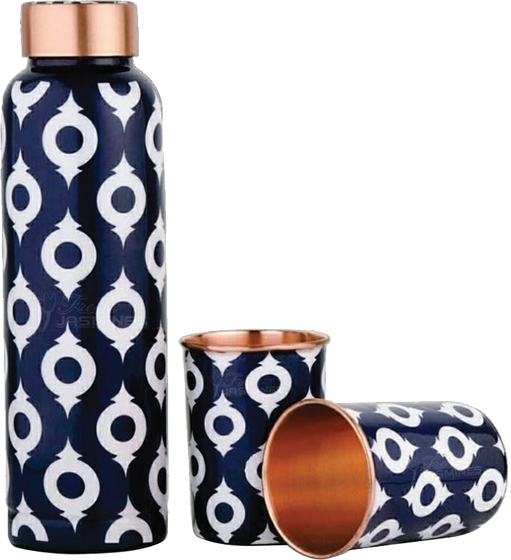 COPPER MEENA OREO WITH 2 GLASS GIFT SET